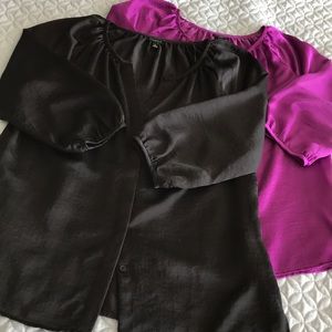 2 Talbots 3/4 Length Button Down Dress Shirts SZ 8